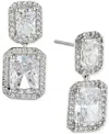 Eliot Danori Cubic Zirconia Emerald Halo Drop Earrings In Silver