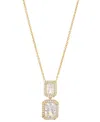 Eliot Danori Cubic Zirconia Emerald Halo Drop Necklace, 16" + 2" Extender In Gold