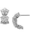 Eliot Danori Cubic Zirconia Flower J-hoop Earrings, Exclusively At Macy's In Silver