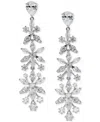 Eliot Danori Cubic Zirconia Flower Linear Drop Earrings, Exclusively At Macy's In Silver