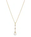 Eliot Danori Cubic Zirconia Imitation Pearl Y-necklace 16" + 2" Extender In Gold