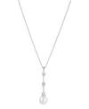 Eliot Danori Cubic Zirconia Imitation Pearl Y-necklace 16" + 2" Extender In Silver