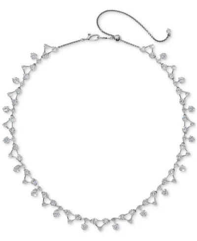 Eliot Danori Cubic Zirconia Lacey All-around Statement Necklace, 15" + 3" Extender In Silver