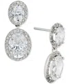 Eliot Danori Cubic Zirconia Oval Halo Drop Earrings In Silver