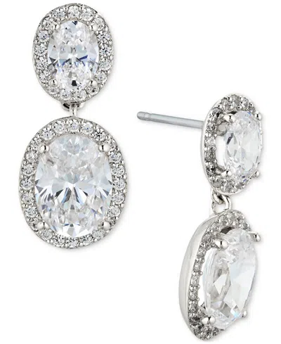Eliot Danori Cubic Zirconia Oval Halo Drop Earrings In Silver