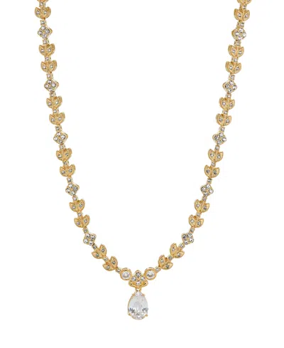 Eliot Danori Cubic Zirconia Pave Leaf Necklace, Created For Macy's In Gold