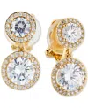 Eliot Danori Cubic Zirconia Round Halo Drop Clip-on Earrings In Gold