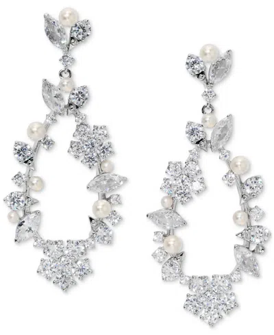 Eliot Danori Ella Cubic Zirconia & Imitation Pearl Drop Earrings In Silver