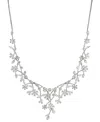 Eliot Danori Rhodium-plated Cubic Zirconia Flower Statement Necklace, 16" + 2" Extender, Created For Macy's In Rhodium