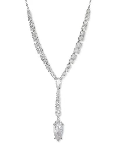 Eliot Danori Rhodium-plated Cubic Zirconia Lariat Necklace, 16" + 2" Extender, Created For Macy's