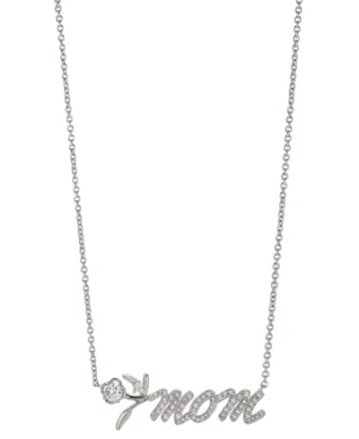 Eliot Danori Rhodium-plated Cubic Zirconia Mom Blossoms Pendant Necklace, 16" + 2" Extender, Created For Macy's