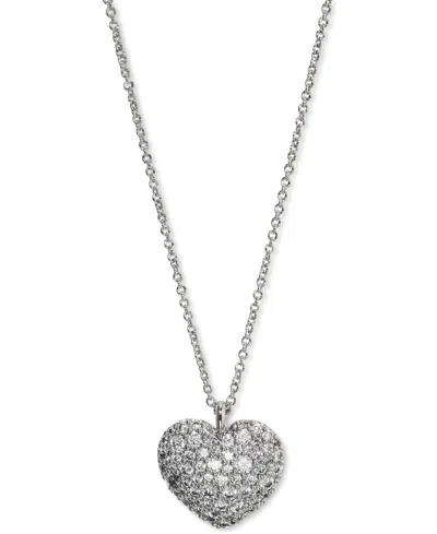 Eliot Danori Rhodium-plated Pave Heart Pendant Necklace, 16" + 2" Extender, Created For Macy's