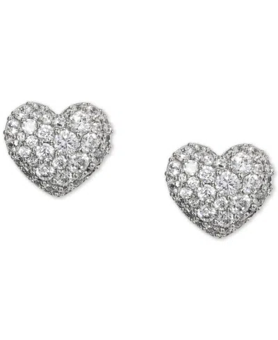 Eliot Danori Rhodium-plated Pave Heart Stud Earrings, Created For Macy's