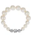 Eliot Danori Silver-tone Cubic Zirconia & Imitation Pearl Flex Bracelet, Exclusively At Macy's In Rhodium