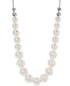 Eliot Danori Silver-tone Cubic Zirconia & Imitation Pearl Frontal Necklace, 15" + 3" Extender, Exclusively At Mac In Rhodium