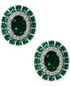 Eliot Danori Silver-tone Cubic Zirconia Double Halo Button Earrings In Clear,green