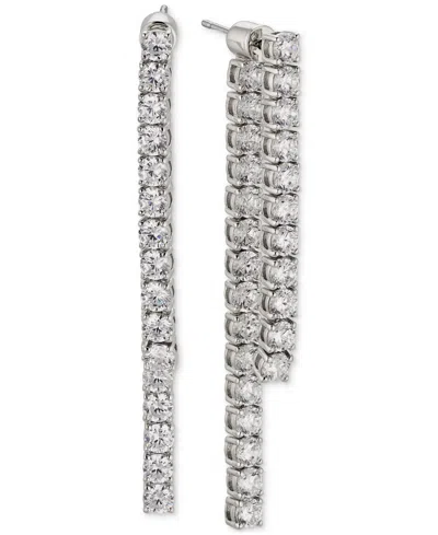 Eliot Danori Silver-tone Cubic Zirconia Front-to-back Linear Drop Earrings, Created For Macy's In Rhodium