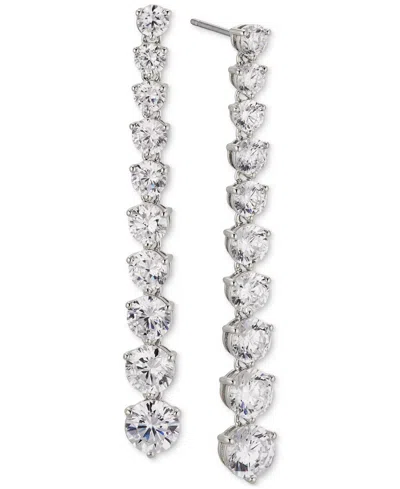 Eliot Danori Silver-tone Cubic Zirconia Graduated Linear Drop Earrings, Created For Macy's In Rhodium