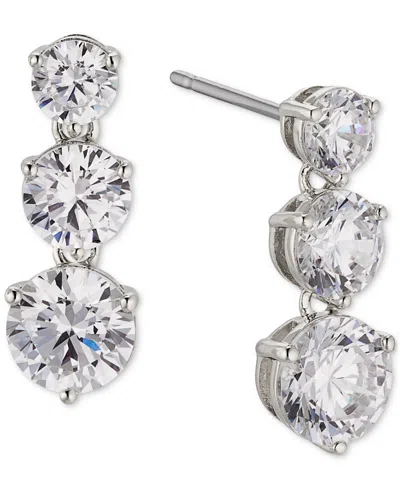 Eliot Danori Silver-tone Cubic Zirconia Graduated Triple Drop Earrings, Created For Macy's In Metallic