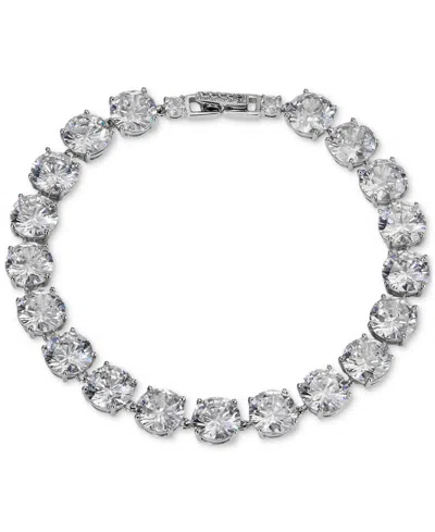 Eliot Danori Silver-tone Cubic Zirconia Hinge Bracelet In Rhodium