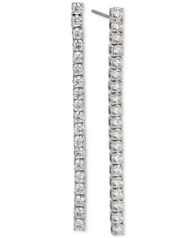 Eliot Danori Silver-tone Cubic Zirconia Linear Drop Earrings, Created For Macy's In Rhodium