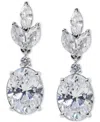 Eliot Danori Silver-tone Cubic Zirconia Oval Drop Earrings, Exclusively At Macy's In Rhodium