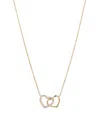 Eliot Danori Silver-tone Double Heart Necklace 16" + 2" Extender In Gold