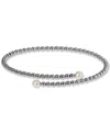 Eliot Danori Silver-tone Imitation Pearl & Cubic Zirconia Maisie Bypass Bracelet, Exclusively At Macy's