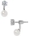 Eliot Danori Silver-tone Imitation Pearl & Cubic Zirconia Maisie Front & Back Earrings, Exclusively At Macy's