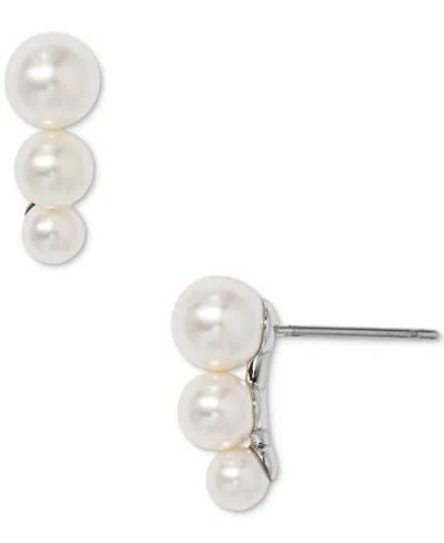 Eliot Danori Silver-tone Imitation Pearl Maisie Graduated Stud Earrings, Exclusively At Macy's