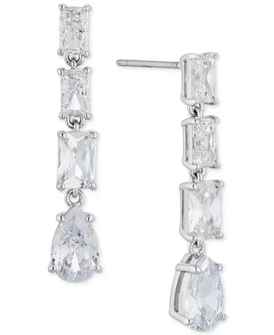 Eliot Danori Silver-tone Mixed Crystal Linear Drop Earrings, Created For Macy's