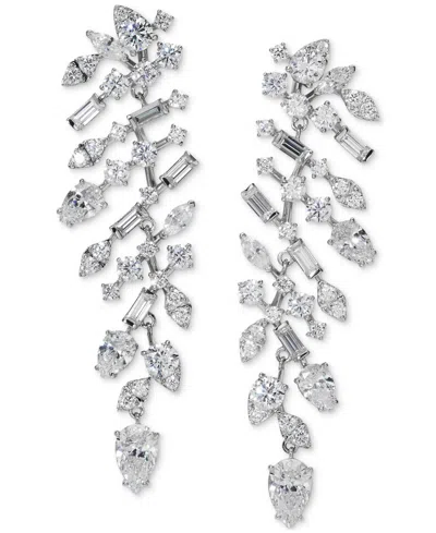 Eliot Danori Silver-tone Mixed Cubic Zirconia Cluster Chandelier Earrings, Created For Macy's In Rhodium