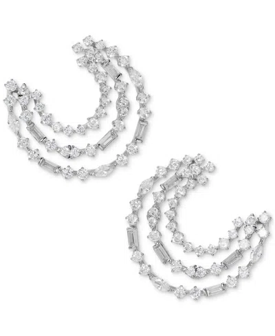 Eliot Danori Silver-tone Mixed Cubic Zirconia Front-facing Hoop Earrings, Created For Macy's In Rhodium