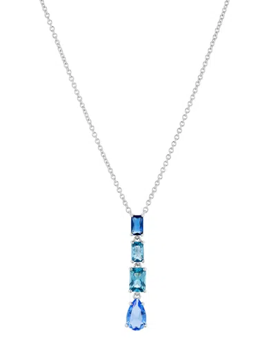 Eliot Danori Silver-tone Mixed Stone Lariat Necklace, 16" + 2" Extender, Created For Macy's In Blue