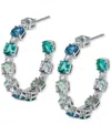 Eliot Danori Silver-tone Small Mixed Stone C-hoop Earrings, 1", Exclusively At Macy's In Rhodium