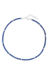 Eliou Éliou Armie Lapis Beaded Necklace In Silver Lapis