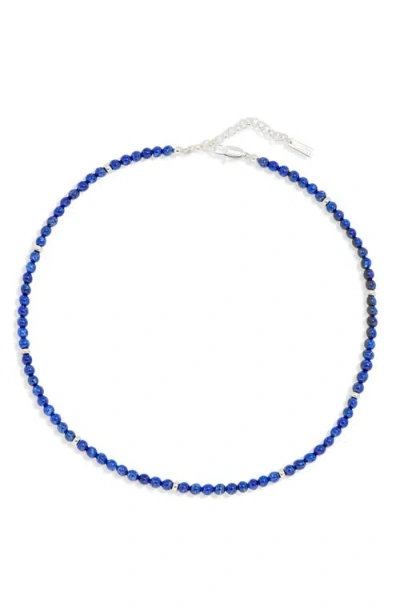 Eliou Éliou Armie Lapis Beaded Necklace In Silver Lapis