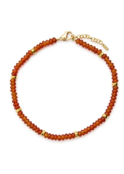 Eliou Aureo Beaded 18kt Gold-plated Necklace In Brown