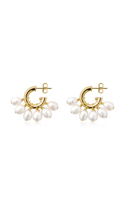 Eliou Éliou Calvin Pearl Embellished Hoop Earrings In White