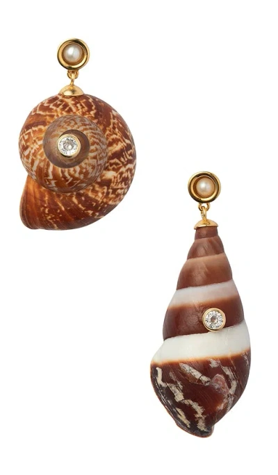Eliou Caracol Earrings In Brown
