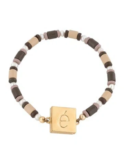 Pre-owned Eliou Ceramic Beaded Bracelet, 7" In Brown