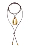 Eliou Concha Gold-plated Faux Suede Wrap Necklace In Black