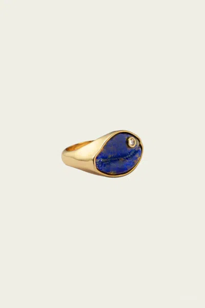 Eliou Coqui Ring In Lapis In Gold