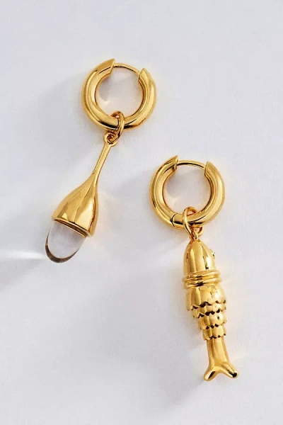 Eliou Costa Charm Huggie Hoop Earrings In Gold