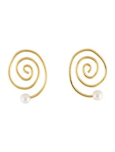 Pre-owned Eliou Cultured Pearl Espiral Earrings In Multicolor