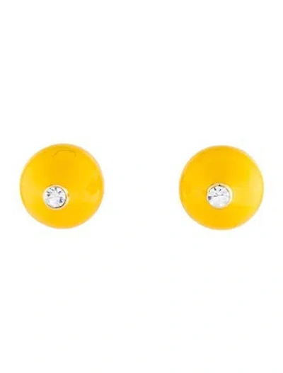 Pre-owned Eliou Enamel, Jasper & Rhinestone Double Sided Stud Earrings In Multi