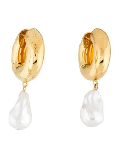 Pre-owned Eliou Faux Pearl Hoop Earrings In Multi