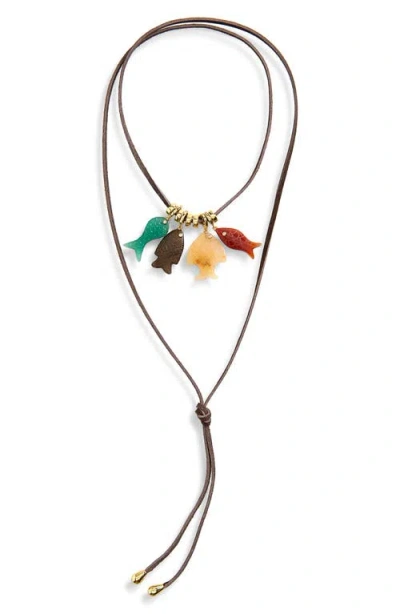 Eliou Éliou Fish Charm Wrap Lariat Necklace In Gold