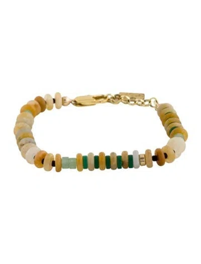 Pre-owned Eliou Glass, Quartzite & Aventurine Quartz Finn Bead Bracelet, 6.75" In Black