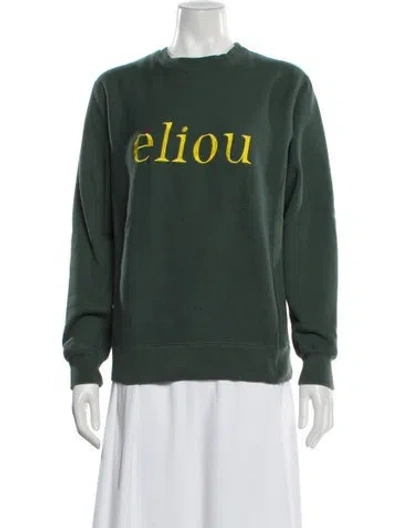 Pre-owned Eliou Graphic Print Crew Neck Sweatshirt In Green
